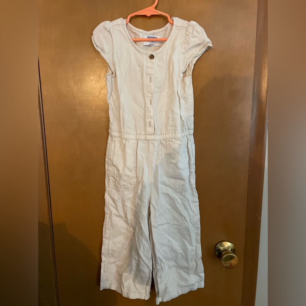 Old Navy Girls Short Sleeve Jumpsuit Light Beige Size 5